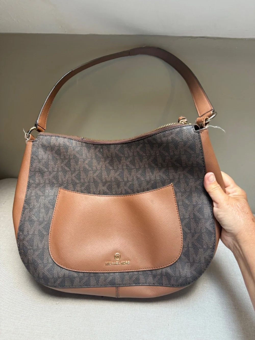 Michael Kors Large Eden Brown Hobo Shoulder Bag Purse